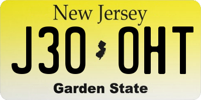 NJ license plate J30OHT