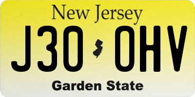 NJ license plate J30OHV