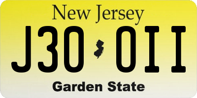 NJ license plate J30OII
