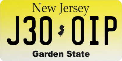 NJ license plate J30OIP