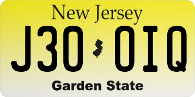 NJ license plate J30OIQ