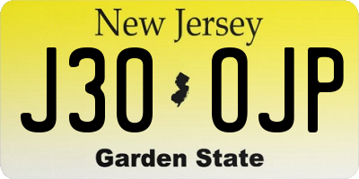 NJ license plate J30OJP