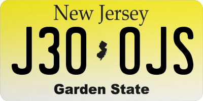 NJ license plate J30OJS