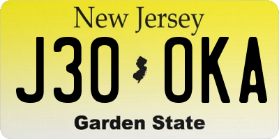 NJ license plate J30OKA