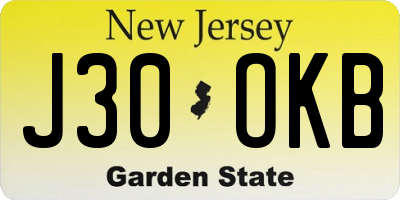 NJ license plate J30OKB