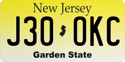 NJ license plate J30OKC