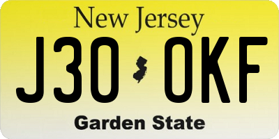 NJ license plate J30OKF
