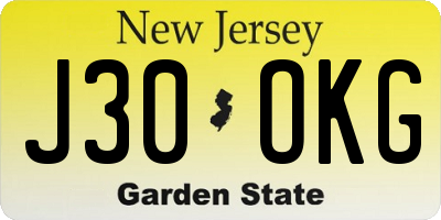 NJ license plate J30OKG
