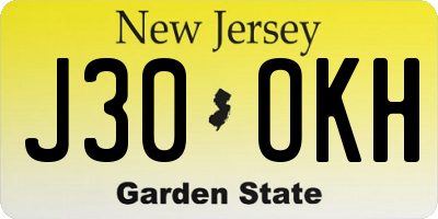 NJ license plate J30OKH