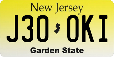 NJ license plate J30OKI