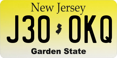 NJ license plate J30OKQ