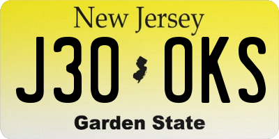 NJ license plate J30OKS