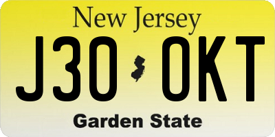 NJ license plate J30OKT