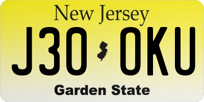 NJ license plate J30OKU
