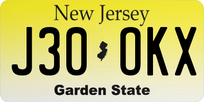 NJ license plate J30OKX