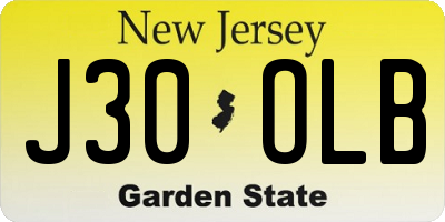 NJ license plate J30OLB