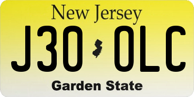 NJ license plate J30OLC
