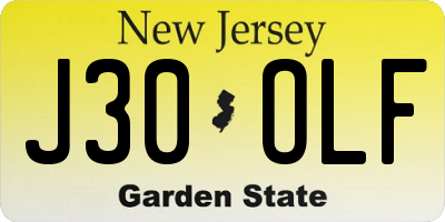 NJ license plate J30OLF