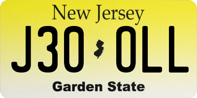 NJ license plate J30OLL