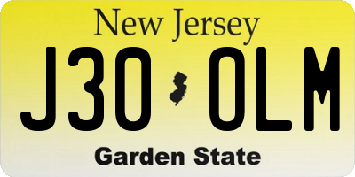 NJ license plate J30OLM