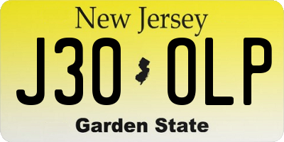 NJ license plate J30OLP
