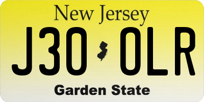 NJ license plate J30OLR