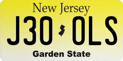 NJ license plate J30OLS