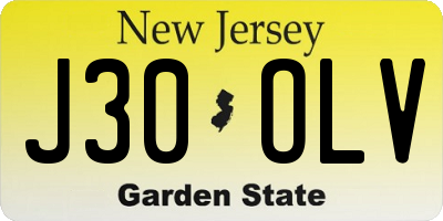 NJ license plate J30OLV