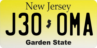 NJ license plate J30OMA