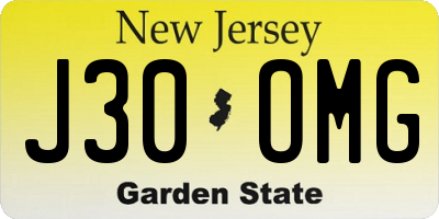 NJ license plate J30OMG