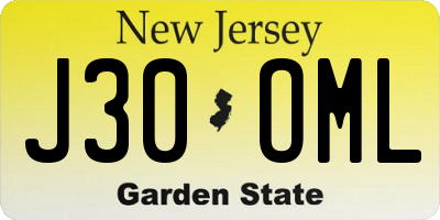 NJ license plate J30OML