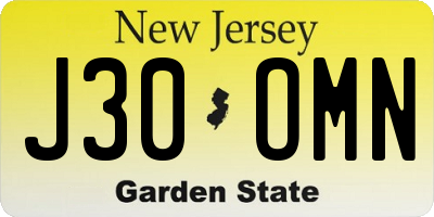 NJ license plate J30OMN
