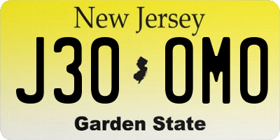 NJ license plate J30OMO