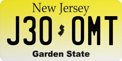 NJ license plate J30OMT
