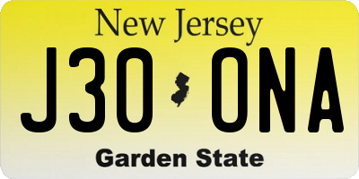 NJ license plate J30ONA