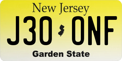 NJ license plate J30ONF