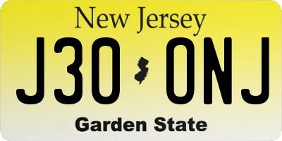 NJ license plate J30ONJ
