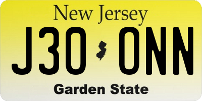 NJ license plate J30ONN