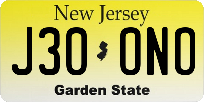 NJ license plate J30ONO