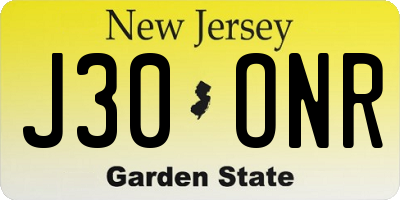 NJ license plate J30ONR