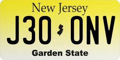 NJ license plate J30ONV