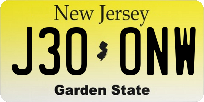 NJ license plate J30ONW