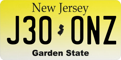 NJ license plate J30ONZ