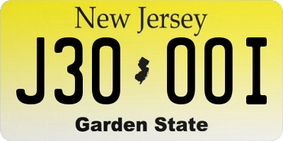 NJ license plate J30OOI
