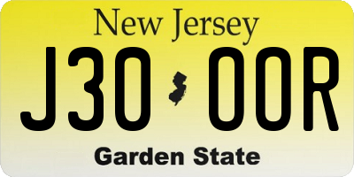 NJ license plate J30OOR