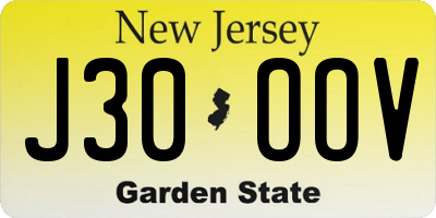 NJ license plate J30OOV