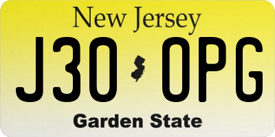 NJ license plate J30OPG