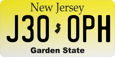 NJ license plate J30OPH