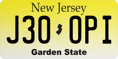 NJ license plate J30OPI