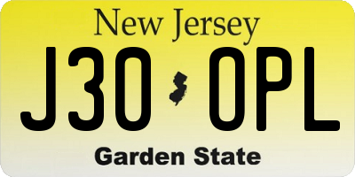 NJ license plate J30OPL